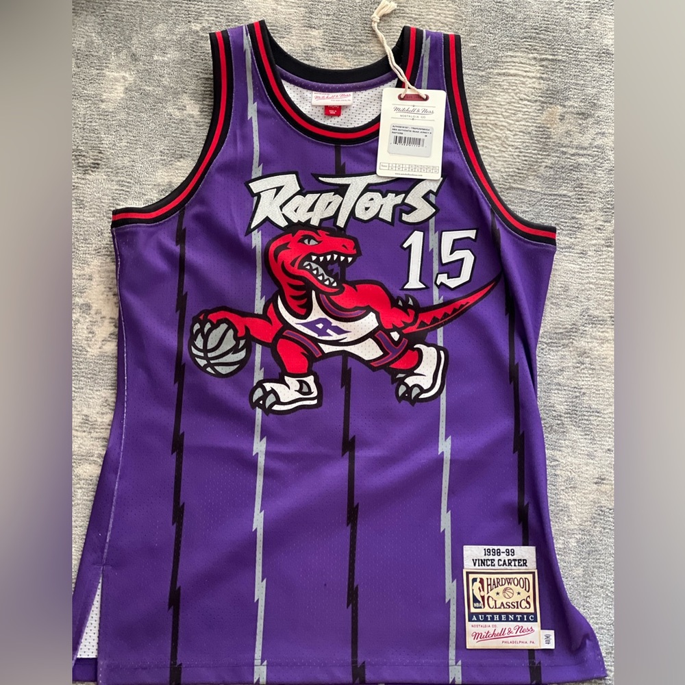 100% Authentic Vince Carter Mitchell Ness 98 99 Raptors Jersey Size 40 M